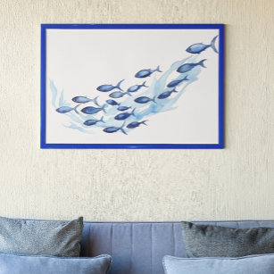 Poster Faculdade de Peixes de Azul-Aquarela