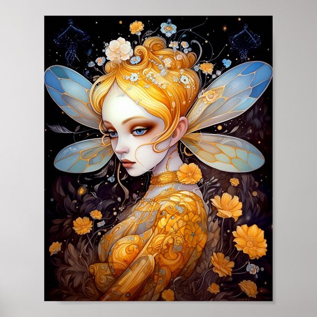 Poster Fada Amarela-Cria Fantasia Art (Frente)
