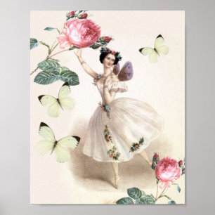 Poster Fada Bailarina Vintage Feminina