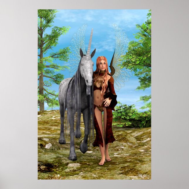 Poster Fada com Unicórnio (Frente)