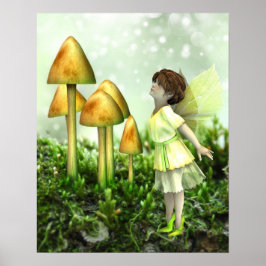Poster Fada Curiosa - Fada e Toadstools