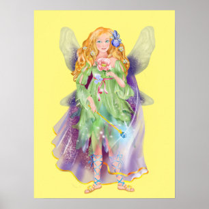Poster fada da flor da fada com varinha mágica