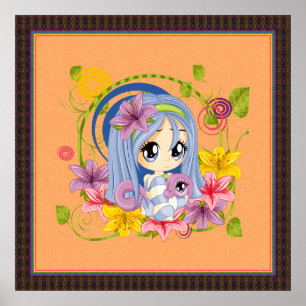 Poster Fada De Dragão Chibi De Olhos Grandes E Bonitos