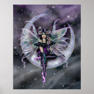 Poster Fada de Lua lavanda na Arte Fantástica da Lua Cres