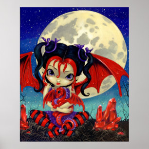 Poster Fada do dragão de Dragonling do rubi do IMPRESSÃ