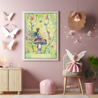 Poster Fada e Borboletas de Lugar Feliz