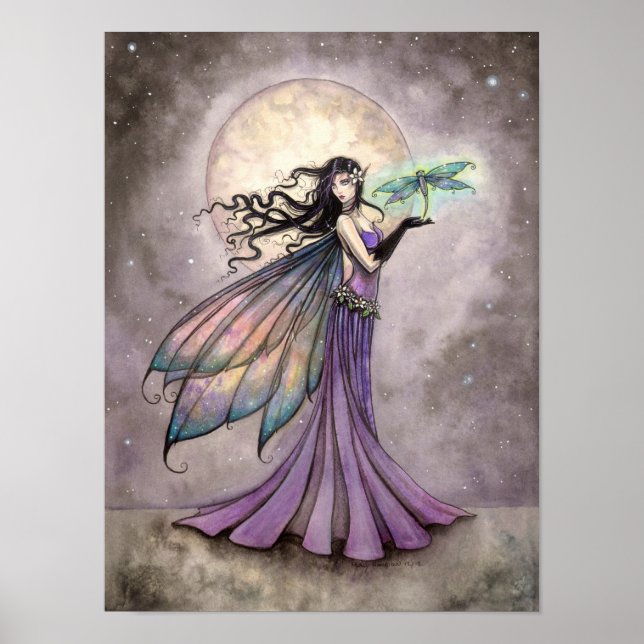 Poster Fada e Dragonfly Fantasy Art (Frente)