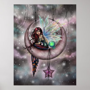 Poster Fada Electra Fae na Lua Arte Fantasia