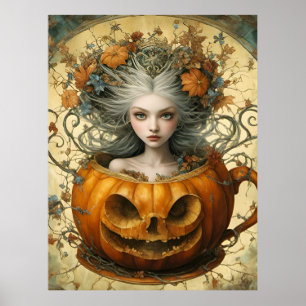 Poster Fada em um Jack O Lanterna Mug