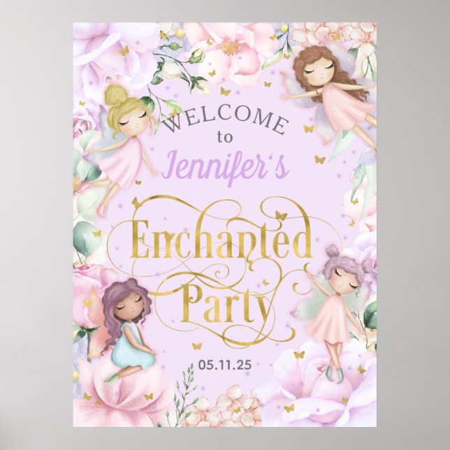 Poster Fada encantada, Fada temida aniversário de menina  (Frente)