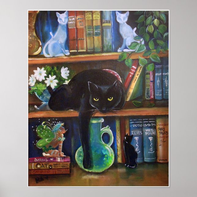 Pôster Fada escondendo um caso de livro de Cat (Frente)