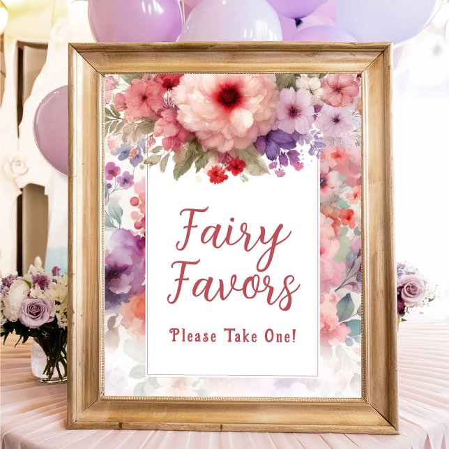 Poster Fada Favorece Sinal de Festa de aniversário do Jar (Fairy Party Favors Fairy Birthday Sign)
