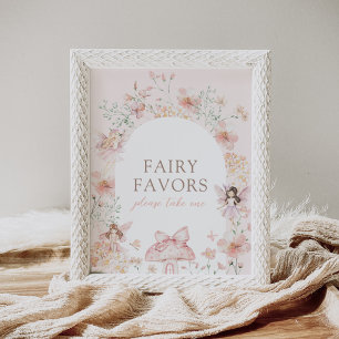 Poster Fada Floral Cor-de-Rosa Favorece Sinal