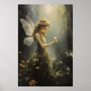 Poster Fada floral da floresta, estampa cottagecore em ve
