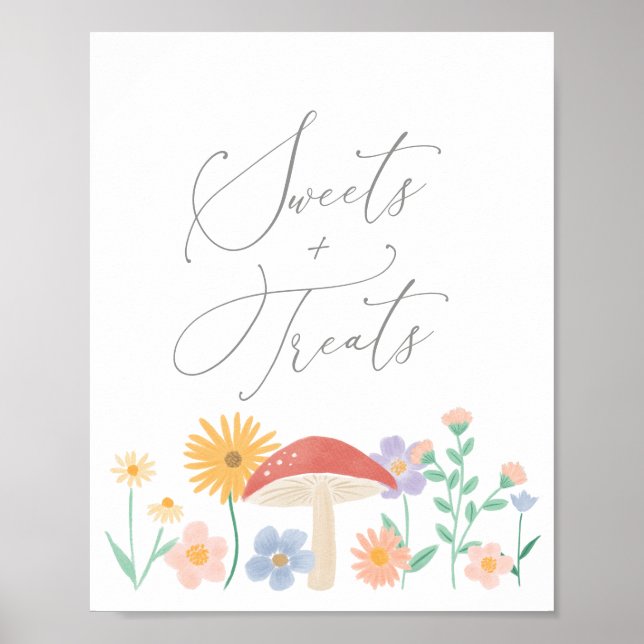 Poster Fada Floral Rapariga Doce de Aniversário e Sinal d (Frente)