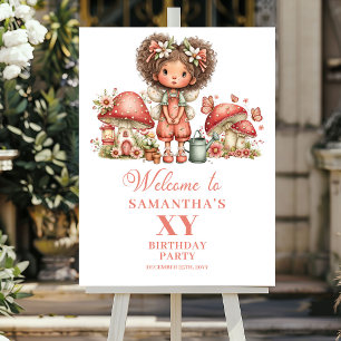 Poster Fada Mágica 4º Aniversário Bem-vindo Rosa Pastel S