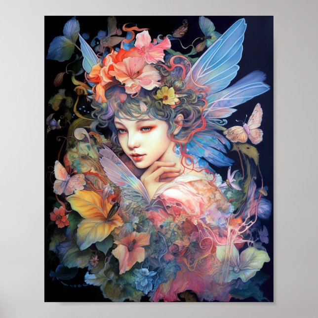 Poster Fada Mulher Em Flores Fantasia Art (Frente)