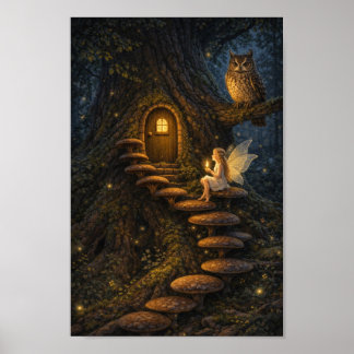 Poster Fada na Escadaria de Cogumelo-Casa da Árvore Encan
