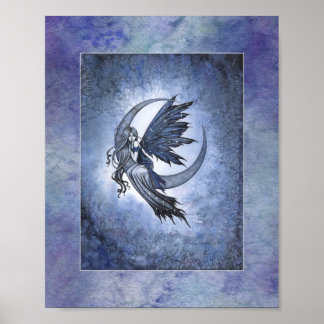 Poster Fada na Lua Crescente Arte Fantástica por Molly H