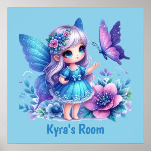 Poster Fada personalizável de menina fofa
