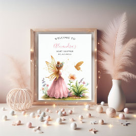 Poster Fada Princesa Encantada, Chá De Bebê Rosa