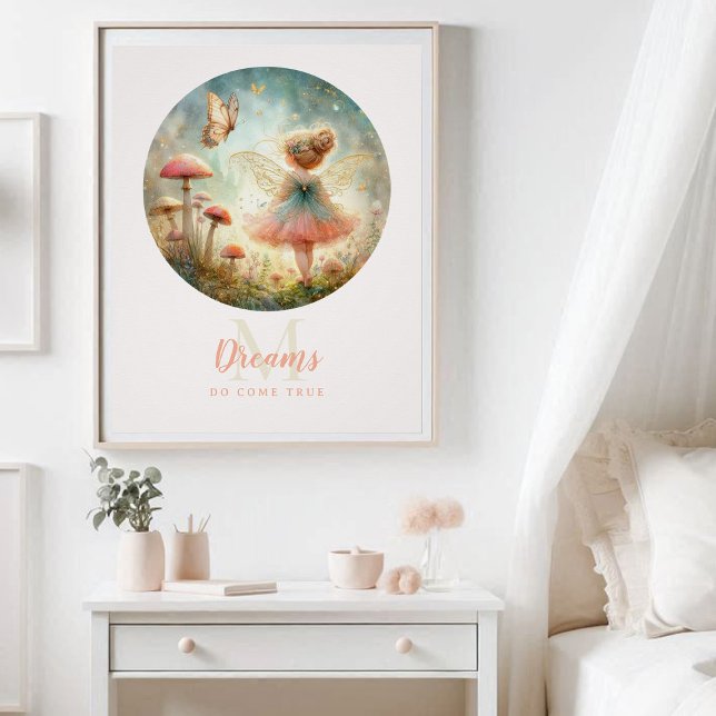 Pôster Fada Princesa Magical Garden Dreamational (enchanted garden fairy princess mushrooms magical nursery kids decor personalized monogram inspire)