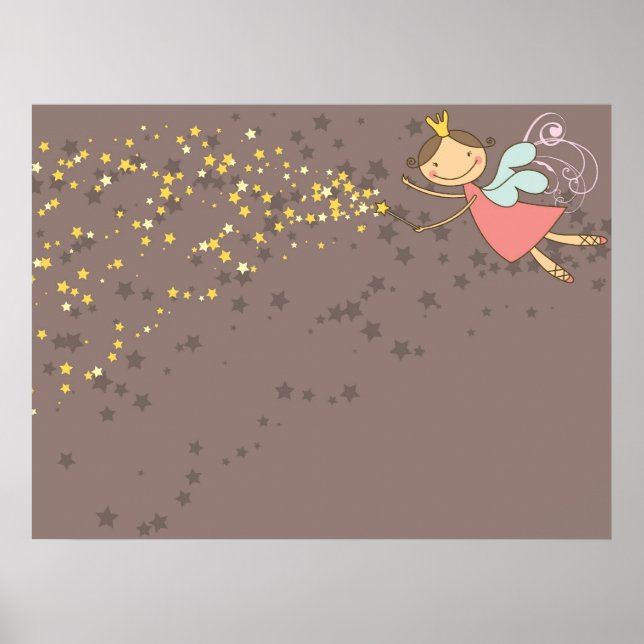 Poster Fada Princesa Rosa Caprichosa Estrelas Menina Aniv (Frente)