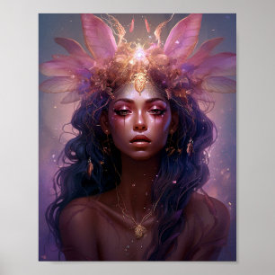 Poster Fada Rosa Púrpura Rainha Fantasia Arte
