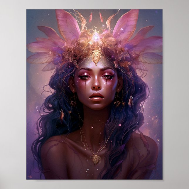 Poster Fada Rosa Púrpura Rainha Fantasia Arte (Frente)