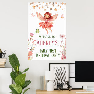 Poster Fada Whimsic Primeiro Aniversário