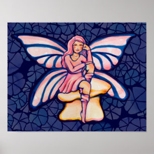 Poster Fadas de Arte por Aquarela, cor-de-rosa, de Fada d