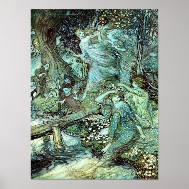 Poster Fadas de Arthur Rackham, azul (Frente)