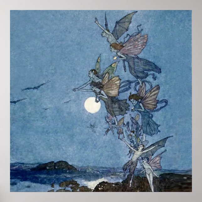 Poster “Fadas e Elfos” por Edmund Dulac de “A Tempestade” (Frente)