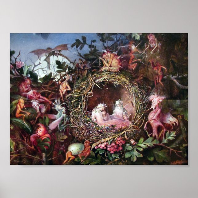 Poster Fadas em um Ninho de Pássaros, John Anster Fitzger (Frente)