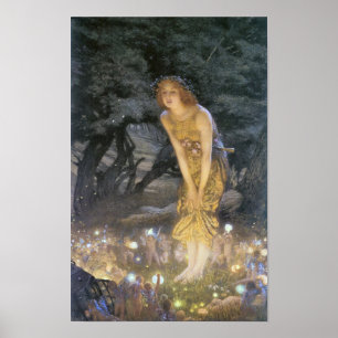 Poster Fadas na véspera do Verão de Edward R. Hughes