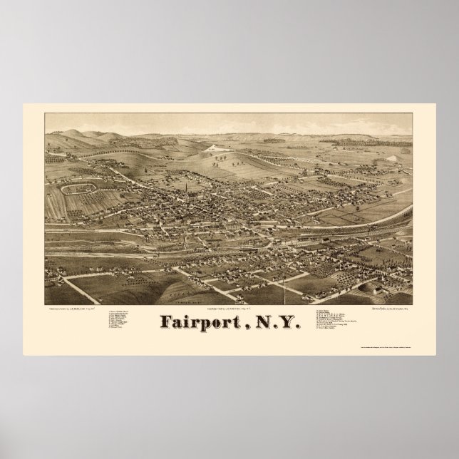 Poster Faeroporto, NY Panorâmica Map - 1885 (Frente)