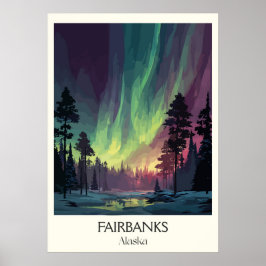 Poster Fairbanks Luzes do Norte Aurora Alasca