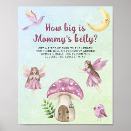 Poster Fairies baby shower How big is mommy's belly game