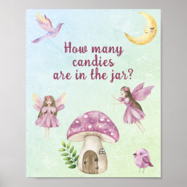 Poster Fairy baby shower Guess how many candies