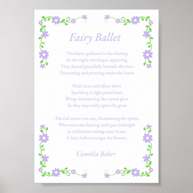 Poster Fairy Ballet Poem Print (Frente)