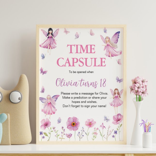Poster Fairy Floral Butterfly Birthday Party Time Capsule (Criador carregado)