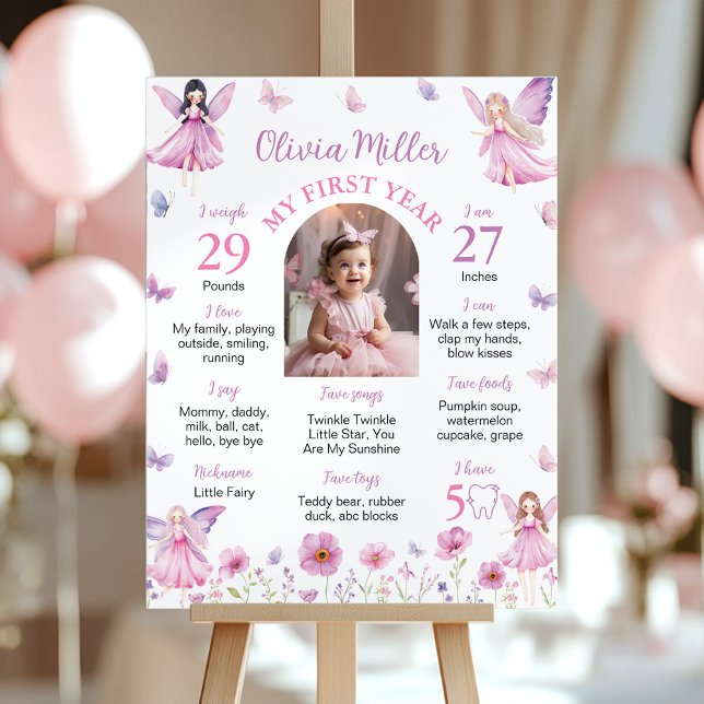 Poster Fairy Floral Butterfly First Year Photo Milestone (Criador carregado)