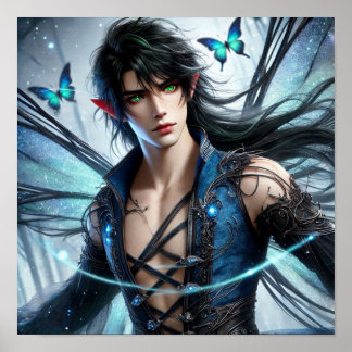 Poster Fairy Prince with Emerald Eyes & Shimmering Wings