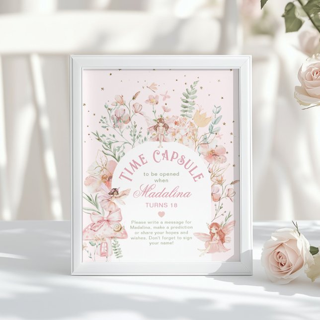 Poster Fairy Time Capsule Whimsical Pink Arch Birthday (Criador carregado)