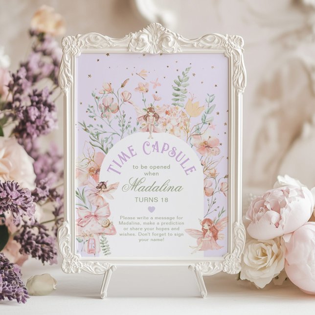Poster Fairy Time Capsule Whimsical Purple Birthday (Criador carregado)
