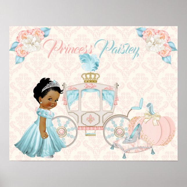 Poster Fairytale Carruagem Princesa Personalizada Nursery (Frente)