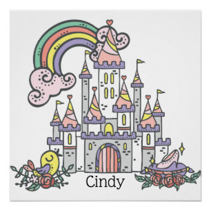 Pôster Fairytale Castle Princess Custom Name