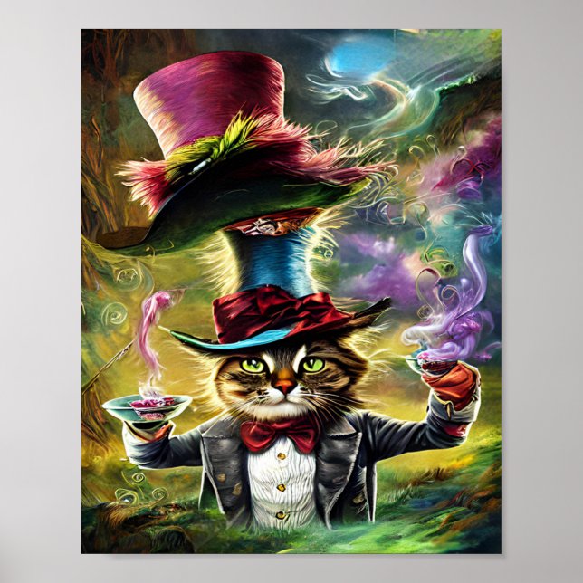 Poster Fairytale de fantasia do gato macabro do gato antr (Frente)