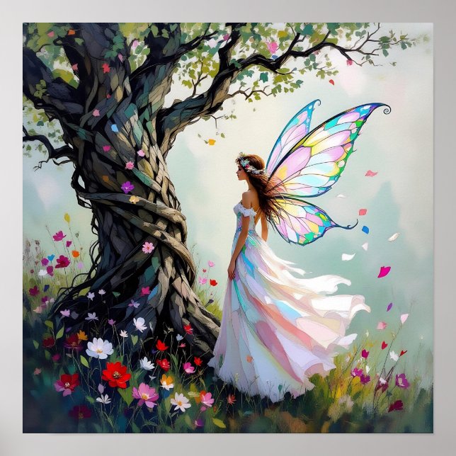 Poster Fairytale Inspired Fairy and Whimsical Tree (Frente)