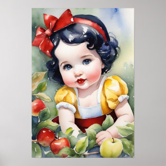 Poster Fairytale Watercolor Bebê Branca
